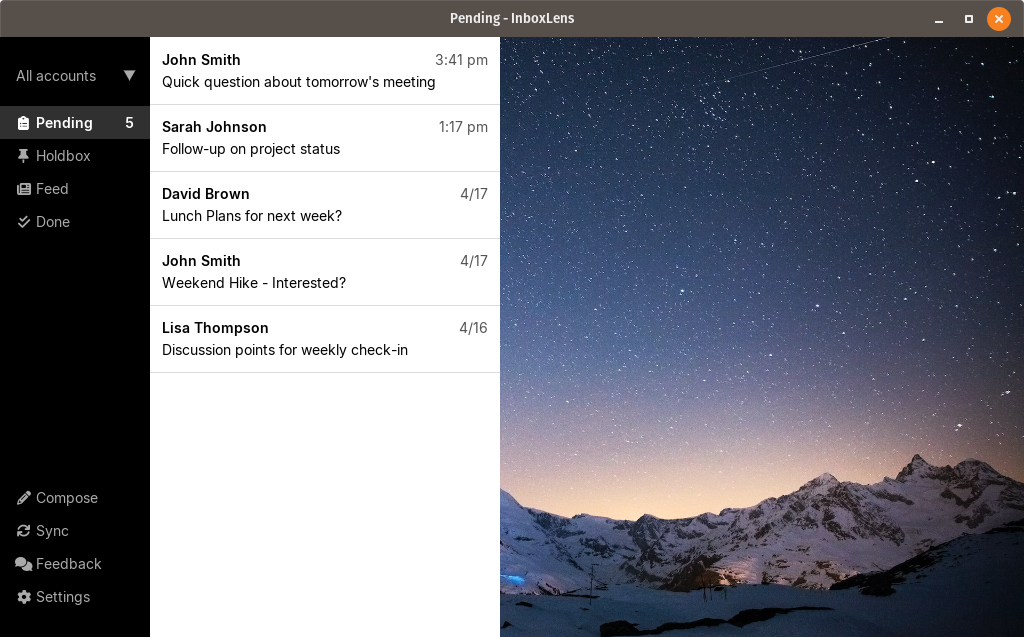 Screenshot of InboxLens